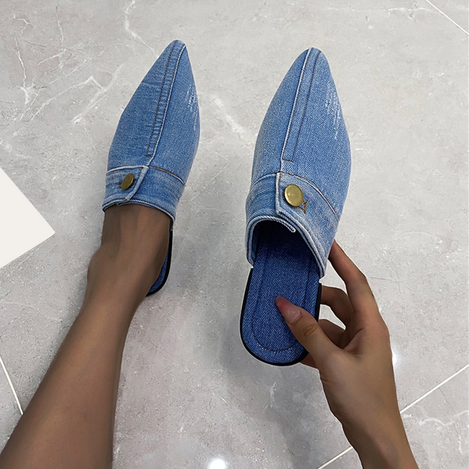 Clover Denim Sandals | Casual Jeans Shoes for Girls – aroundalways
